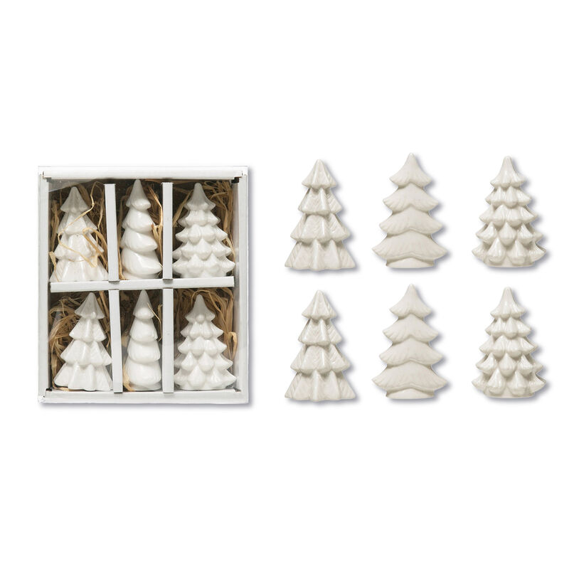 White Stoneware Trees (Set of 6)